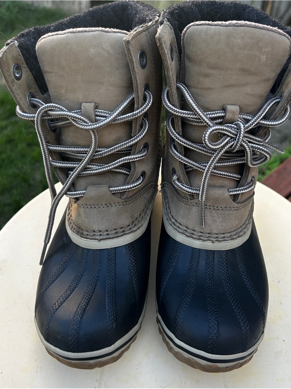 Sorel Slimpack II Lace Waterproof Leather Duck Boots Brown Black Women’s 8.5